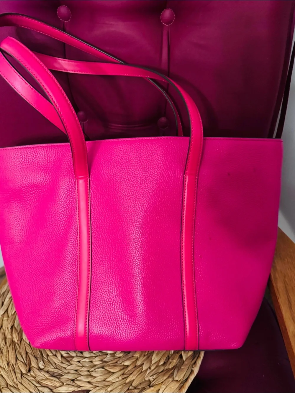 Michael Kors Jet Set Hot Pink Leather Tote- GREAT TEACHER Bag!